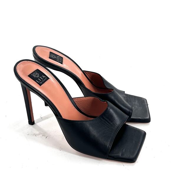 LITA By Ciara Solid Square Toe Slide Heels 39 8.5 Black NWOT Mules SandalsSlide - Picture 4 of 6